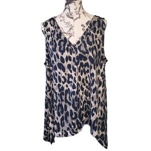 Madison Grey New York Women’s Leopard Print VNeck Sleeveless Top Size 1X NWT.